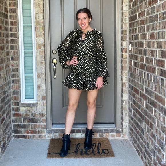 Buddy Love’s ZOZO ELASTIC WAIST MINI DRESS in Coins - Picture 2 of 6